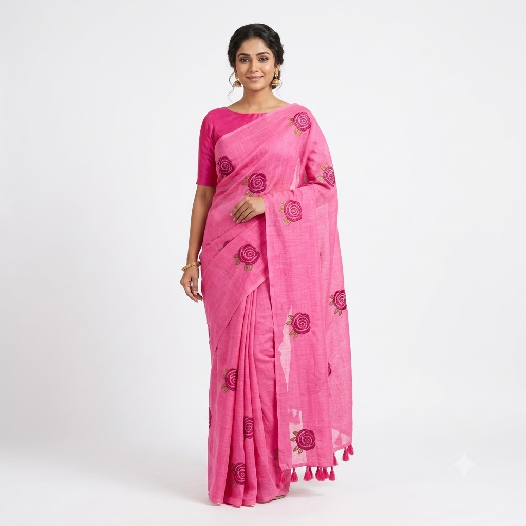 Fuchsia Floral Bloom Saree