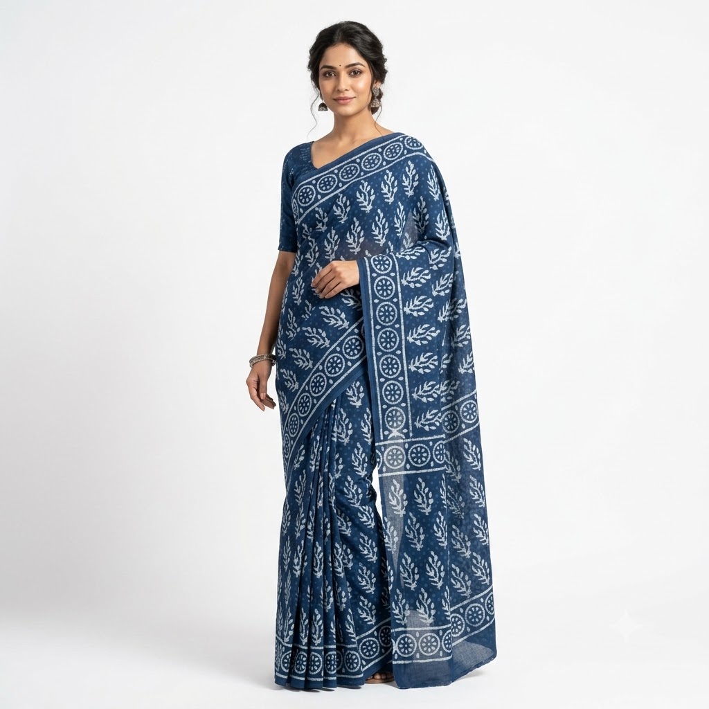 Midnight Blue Jacquard Designer Saree