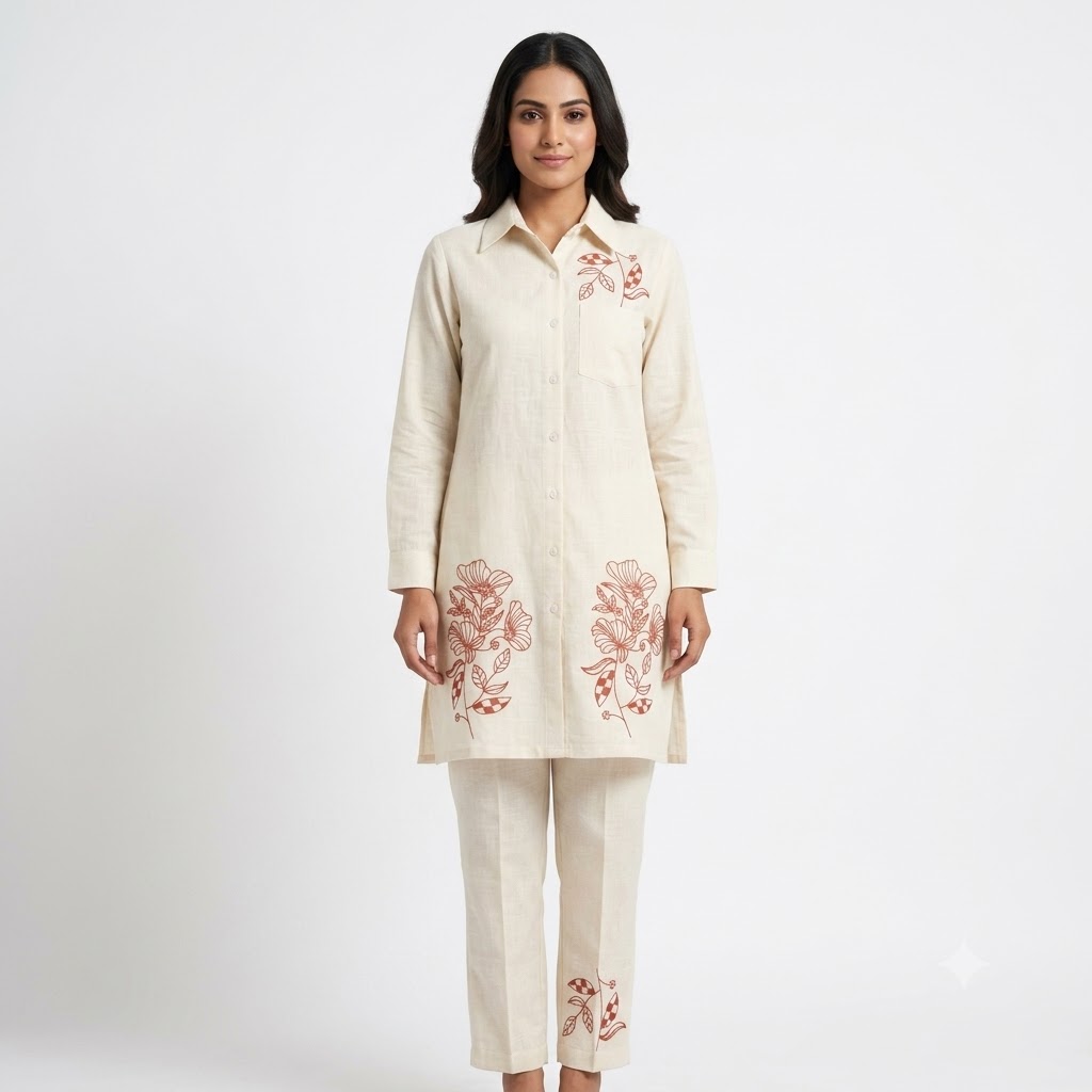 Women's Off-White Straight Kurta with Pants